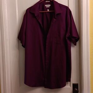Van Heusen Lux Sateen Big Purple Short  Shirt Size 18 1/2  34/35